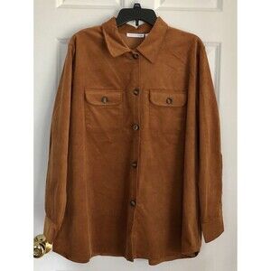 Notations Womens Jacket Pocket Button Front Collared Neck Corduroy/Velvet Brown